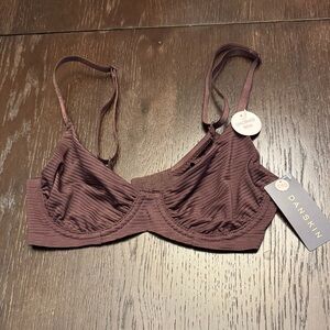 Danskin Women's Ribbed Bralette - Dark Brown